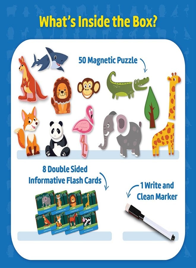 Funtad Magnetic Fun Art Puzzle - Animals|4-in-1 Travel Friendly Educational Toy with Writable Board|50 Magnetic Pieces |Birthday Gift for Boys & Girls Age 3,4,5 & 6 yrs - Image 3